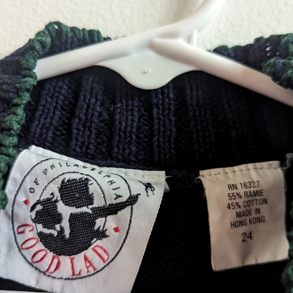 Vtg 90s Goodlad of Philadelphia Navy Lighthouse Sweater Boys 24m - Picture 4 of 4